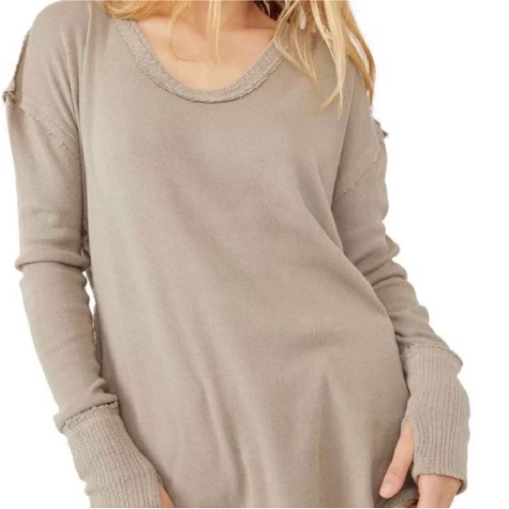 FREE PEOPLE | WE THE FREE Colby Beige Knit Long Sleeve Top Women’s Size Small
